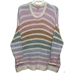 Show Me Your Mumu Size 2X Flurry Sweater Powder Stripe Knit Pastel Pullover